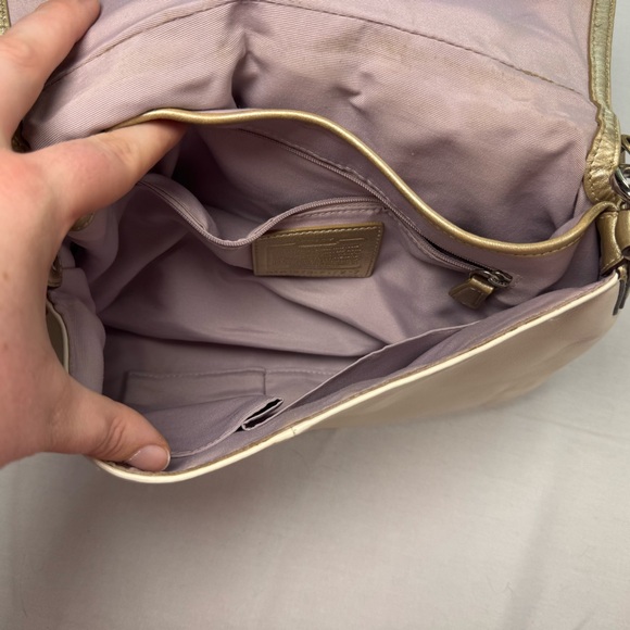COACH Off-White and Metallic SoHo Shoulder Bag with Flap Closure - Picture 7 of 12